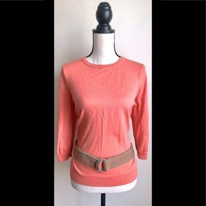 Salmon Orange High Collar Sweater w/ 3/4 Sleeves, LP